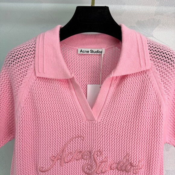 Acne Studios 2026 New Pink Mesh Polo Shirt - Picture 4 of 8